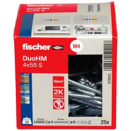 Fischer Taco Duo HM Ø4x55mm + Tornillo Ø8x55mm, anclaje universal para pladur, caja 25 unidades