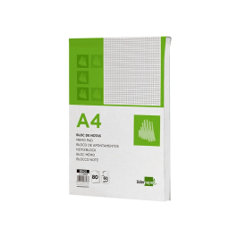Liderpapel Bloc de Notas A4 Cuadro 4mm 80 Hojas 60g/m2