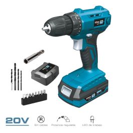 Koma Tools Kit maletín taladro atornillador 20V 2Ah con cargador, batería y punta doble, luz LED, 19+1 posiciones de apriete Precio: 51.49999943. SKU: B1DPKZ6ARC