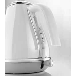 Delonghi DEL8004399773738 Hervidor Icona Capitals 1,7 L Acero Inoxidable Blanco con Fondo Giratorio 360° y Filtro Antical