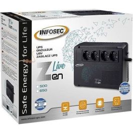 INFOSEC Zen Live 500 - Inversor interactivo de línea 500 VA 4 salidas FR / SCHUKO - 2 años de garantía