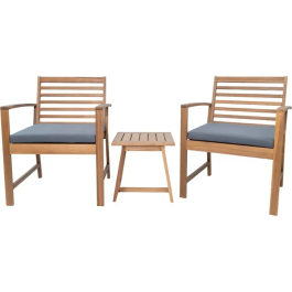 Cali Conjunto de Jardín de Madera de Acacia FSC para 2 Personas con 2 Sillones y Mesa, Incluye Cojines de Poliéster - Gris Precio: 160.88999982. SKU: B15D9ATHV9