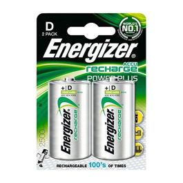 Energizer ENE300322000 Pila Recargable Power Plus 2500 mAh D / HR20 Blíster 2 Unidades. Fabricada con 4% de Pilas Recicladas, Larga Duración