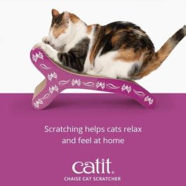 Catit Poste Rascador de Cartón Corrugado con Catnip para Gatos, Protege Muebles de Arañazos, 46x22x20 cm Violeta