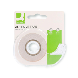 Q-connect Cinta Adhesiva Doble Cara Transparente 10 mt x 12 mm en Portarrollos