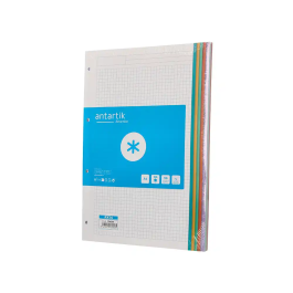 Antartik Recambio A4 80 Hojas 90gr Cuadro 5 mm 4 Taladros Bandas de 5 Colores Pastel