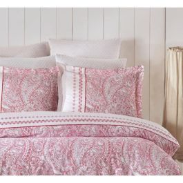 Juego de cama 220x240 cm + 2 fundas de almohada 60x60 cm - 100% Algodón Reforzado - Rosa