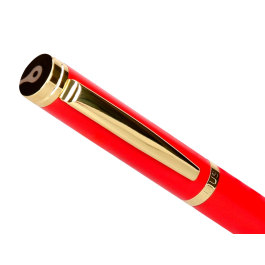 Belius Passion d'or Pluma y estuche de lujo en cuero rojo y dorado con tinta azul, aluminio texturizado