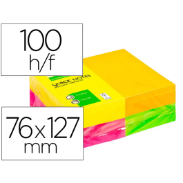 Q-connect Bloc de notas adhesivas quita y pon 127x76 mm FSC 100 hojas fluorescentes pack de 12 - surtidas en 4 colores Precio: 10.69000031. SKU: B1J9SEXKB3