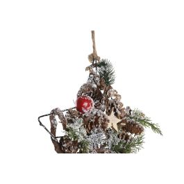 DKD Home Decor Decoración Colgante Navidad Tradicional Natural Verde Rojo Piñas Metal Estrella 24 x 7 x 24 cm