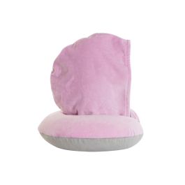 DKD Home Decor Cojín de Viaje Rosa Gris Claro Poliester 10 x 32 x 30 cm 4 Unidades
