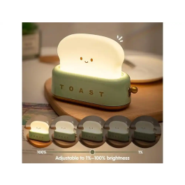 Wondee Lámpara Tostada Divertida de Silicona, Lámpara de Noche Recargable con Luz Cálida para Niños