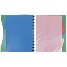 Liderpapel Carpeta A4 con 40 Fundas Intercambiables, 5 Separadores, Sobre y Goma, Portada Personalizable, Verde