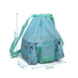 Kiokids Bolso de Playa Mochila Tortugas Azul Transpirable Anti-Arena 10L con 3 Bolsillos para Bebés +0 Meses Happy Summer
