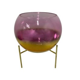 DKD Home Decor Portavela Glam Metálico y Cristal, Color Rosa Dorado, Dimensiones 19x19x20.5 cm Precio: 8.2764. SKU: S3021444
