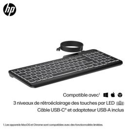 HP 405 Teclado con Cable Retroiluminado LED Blanco Cálido, Multi-dispositivo, 12 Teclas Programables, Teclas Silenciosas