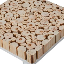 Home Deco Factory Juego de 2 Pedestales Natural Madera y Metal H90cm H75cm
