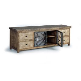 Giner y Colomer Mueble TV en Madera de Mango y Metal Marrón Envejecido con 4 Cajones
