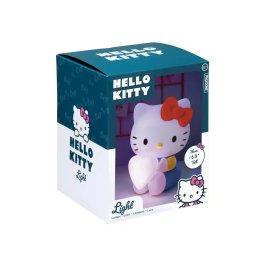 Wondee Lámpara Sobremesa Hello Kitty con Corazón Rosa 16 cm, Decoración Sanrio, Iluminación con Pilas AAA