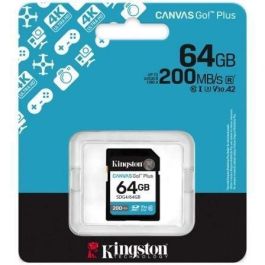 Kingston SDG4/64GB Tarjeta de Memoria SD CANVAS Go! Plus 64GB 200MB/s Lectura 160MB/s Escritura U3 V30 para 4K UHD DSLR