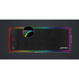 MANHATTAN Alfombrilla de Ratón Gaming XXL RGB LED con Cargador Inalámbrico para Juegos - Negro, Tela