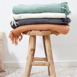 Home Deco Factory Manta Gofrada Gris Algodón 170x250 cm