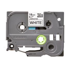 BROTHER Cinta laminada blanco/negro 18mm