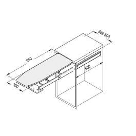 Hafele M400/450/500 Mesa de Planchar Extraíble Linda con Funda Incluida, para Mueble Profundidad 500mm y Anchura 360-500mm