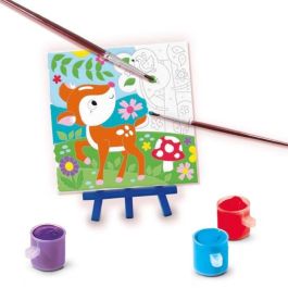 Ses Creative SES8710341147860 Set de Pintura por números sobre lienzo con diseño de 3 animales del bosque, actividad artística infantil