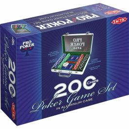 Propoker caja de fichas de póker 200 fichas 11.5g aluminio cepillado con ventana plexiglás, 2 barajas, crupier, 5 dados y reglas
