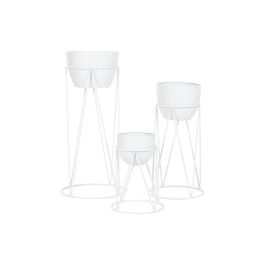DKD Home Decor Set de 3 Maceteros Urban de Metal Blancos, Alto 80 cm, Base 38x38 cm DKD Home Decor Set de 3 Maceteros Urban de Metal Blancos, Alto 80 cm, Base 38x38 cm