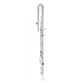 PEARLFLUTE Pfb305E Flauta Bajo Plateada con Cabeza Curvada y Mecanismo Mi dividido, incluye Estuche y Kit de Limpieza