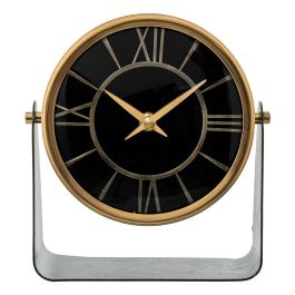 Reloj de Mesa Alexandra House Living Negro Dorado Metal 20 x 17 x 8 cm