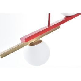 DKD Home Decor Lámpara de Techo Urban Metal y Cristal Negro Blanco 2 Bombillas E27 Largo 20cm Ancho 64cm Alto 120cm