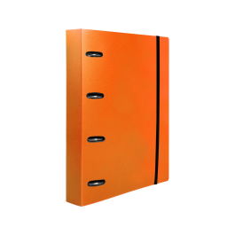 Liderpapel Carpeta con recambio A4 Cuadro 5mm 100 Hojas 80g Polipropileno 4 Anillas 40mm Naranja Fluor