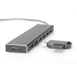 Digitus Hub USB 3.0 de 7 Puertos con Adaptador de Corriente, Negro