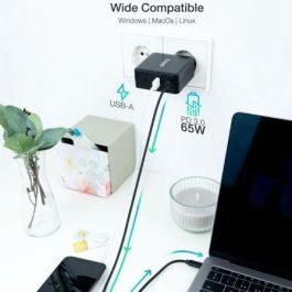 TooQ TQLC-USBC65PD Cargador de Portátil USB Tipo-C 65W Power Delivery 3.0 con USB-A y Voltaje 5-20V compatible con Mac Negro TooQ TQLC-USBC65PD Cargador de Portátil USB Tipo-C 65W Power Delivery 3.0 con USB-A y Voltaje 5-20V compatible con Mac Negro
