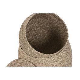 DKD Home Decor Cesta Boho Decorativa de Seagrass Natural Hecho a Mano, Set de 2 Cestas, 38 cm Ancho x 46 cm Alto x 38 cm Largo