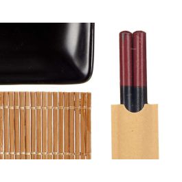 Kinvara Set de Sushi de Cerámica y Bambú Negro 6 Piezas 20x3x27 cm (Set de 12)