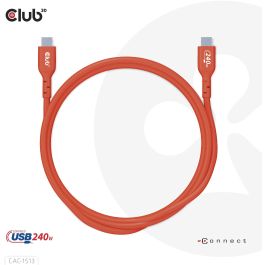 Club3D Cable USB-C a USB-C PD 240W 480Mb/s 3m Naranja USB 2.0 Macho/Macho Certificado USB-IF