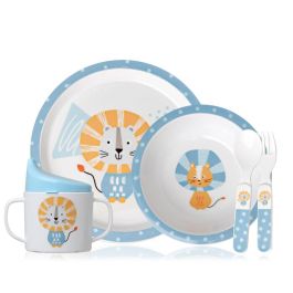 KioKids Vajilla Infantil Set 4 Piezas León Antigolpes Apto Lavavajillas y Microondas para Bebés +6 Meses Multicolor