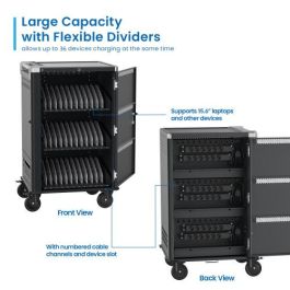 Ewent EW1701 carrito y armario de dispositivo portátil Armario de gestión y carga para dispositivos portátiles Negro, Gris