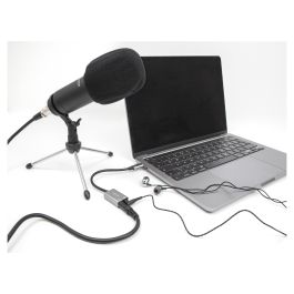 DeLOCK 67071 Adaptador de Audio Externo USB-C a 2 Jack 3.5mm Plug & Play para PC, Mac, Linux, Android, Windows 10/11, 16-bit/48 kHz, Micrófono, Color Gris