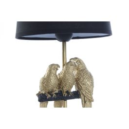 DKD Home Decor Lámpara Sobremesa Tropical Loros Negro Dorado Resina E27 50W con Pantalla Poliéster 20x39x20 cm (Pack 4 Unidades)