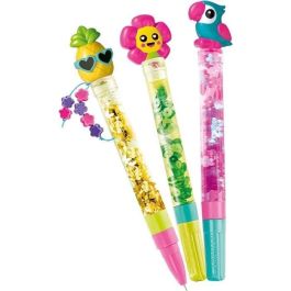 Clementoni CLE8005125187904 - Mini Taller 'Crea Tus Bolígrafos' con Tema Tropical - Set 3 Bolígrafos Personalizables - Niños +6 Años