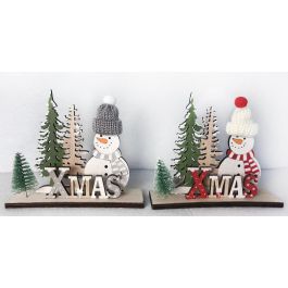 DKD Home Decor Adornos Navideños Tradicionales de Madera Surtidos en Rojo, Blanco, Verde - Juego de 12 Unidades - 4x15x12 cm