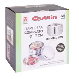 Quttin Fiambrera C/Plato Acero 17 cm (12 Unidades)