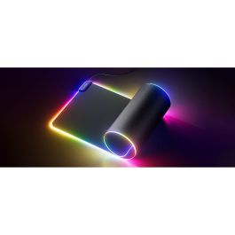 HYTE CNVS Alfombrilla de ratón para juegos XXL, Negro, para Gaming, con USB y Retroiluminación LED