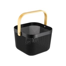 Inde Cesta Organizadora Cuadrada con Asa de Madera Confortime 25,4 x 26,3 x 18 cm