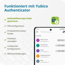 Yubico YubiKey 5C Llave de Seguridad USB-C, FIDO U2F, Autenticación de Dos Factores Fuerte